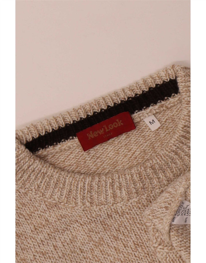 NUOVO LOOK Maglione girocollo da uomo in lana a rombi/diamante beige medio
