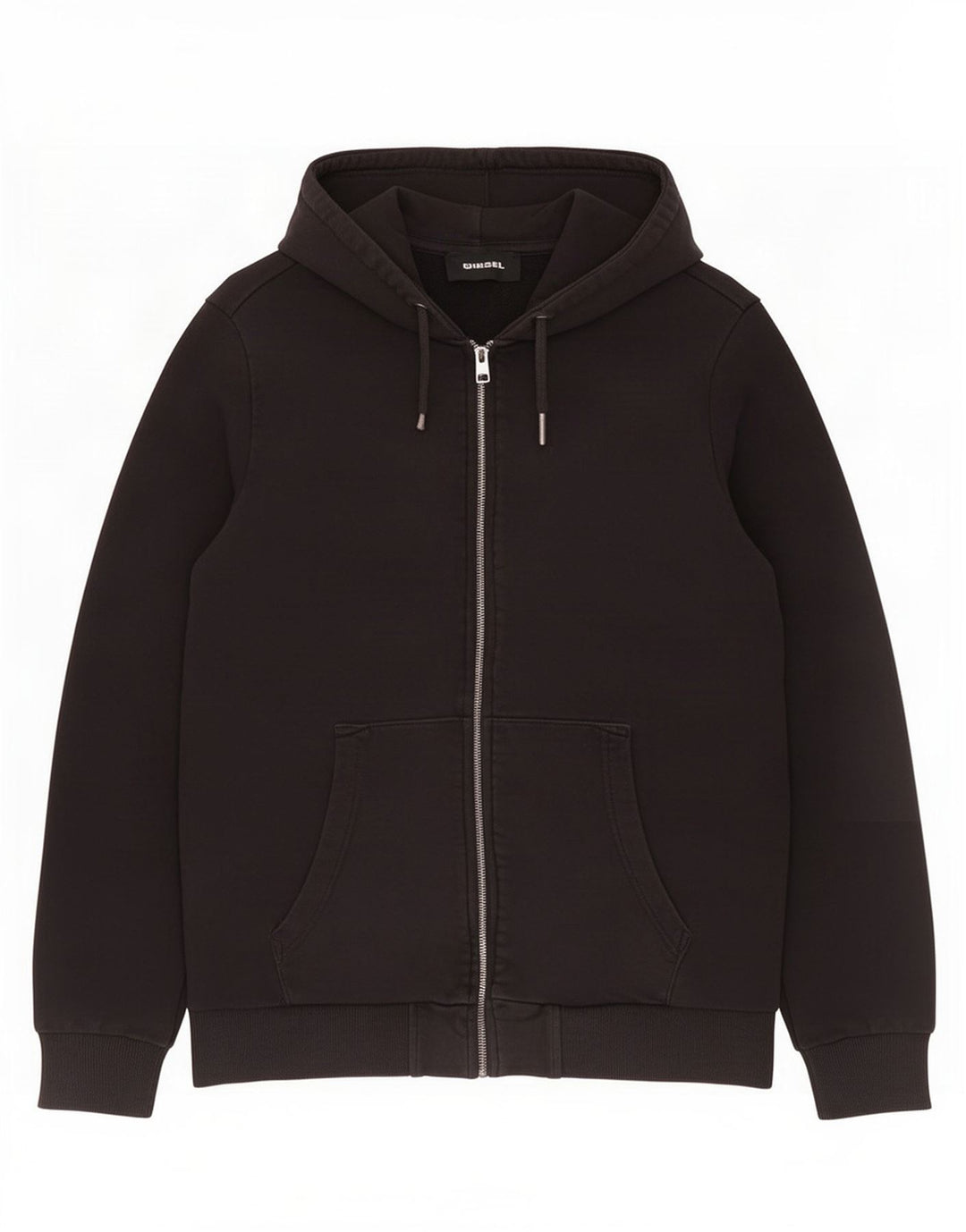 Maglione con cappuccio e zip grafica da uomo Diesel grande nero