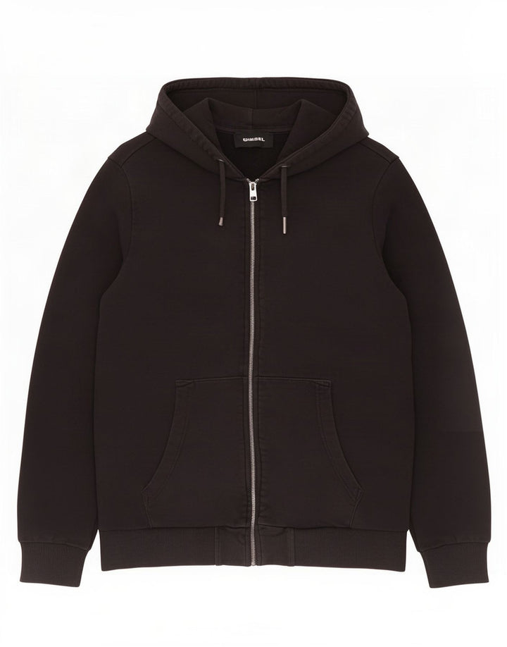 Maglione con cappuccio e zip grafica da uomo Diesel grande nero