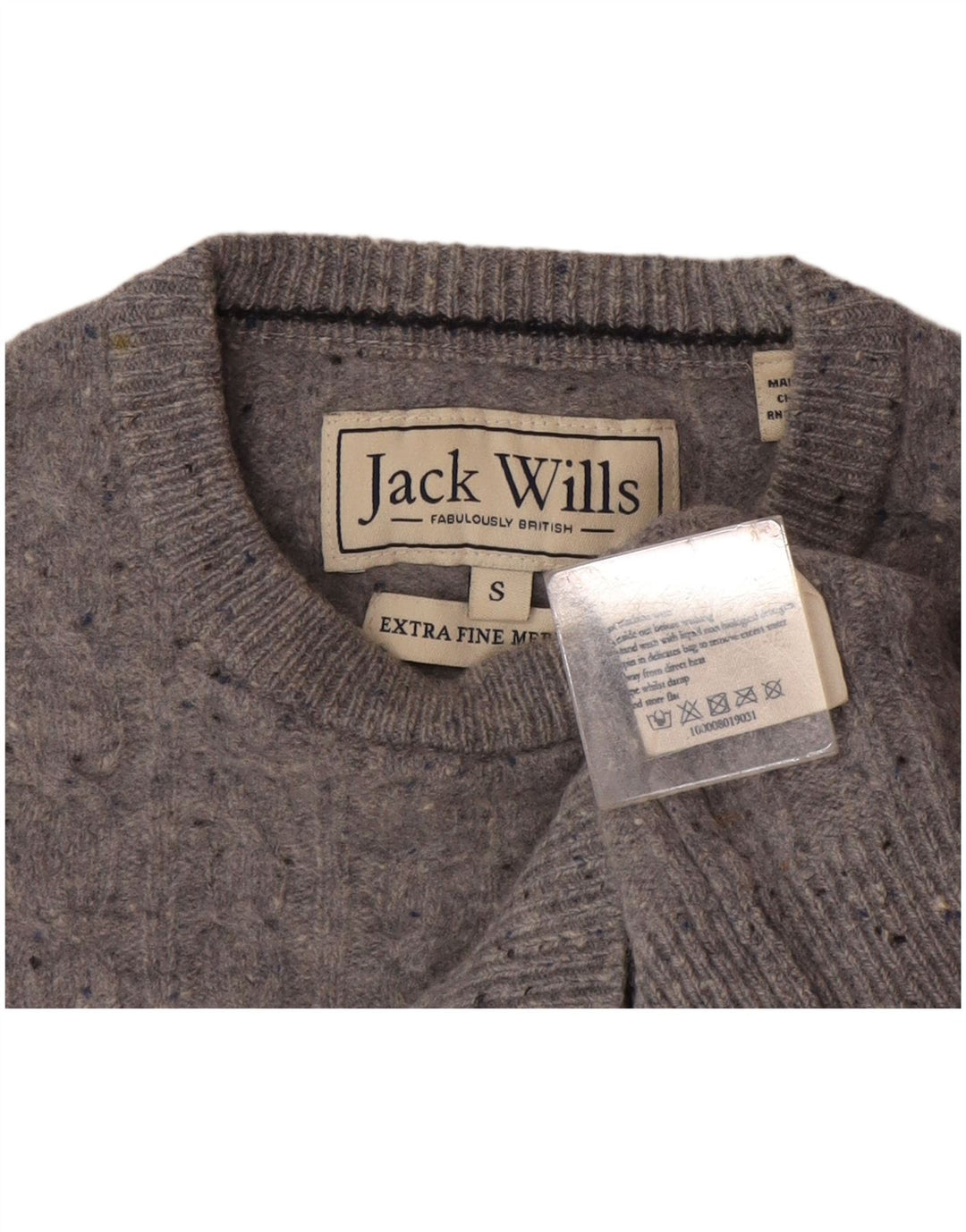 Maglione maglione girocollo da uomo Jack Wills piccolo in lana screziata grigia