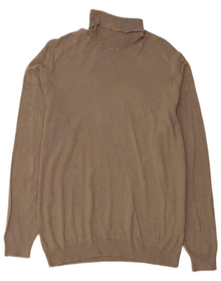 Maglione maglione collo alto da donna Zara UK 14 Viscosa beige medio