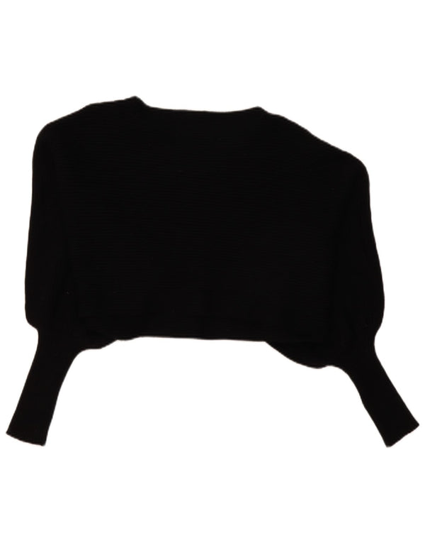 Top Zara da donna oversize corto a pipistrello manica lunga UK 14 medio nero