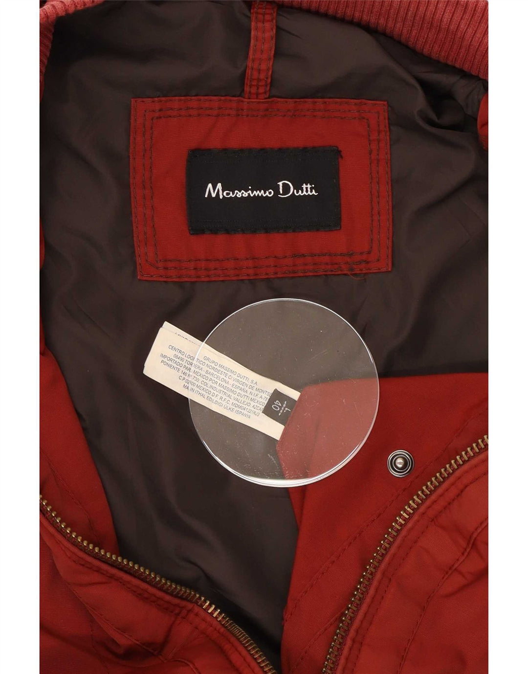 Giubbotto bomber da uomo Massimo Dutti UK 40 Large Rosso Nylon