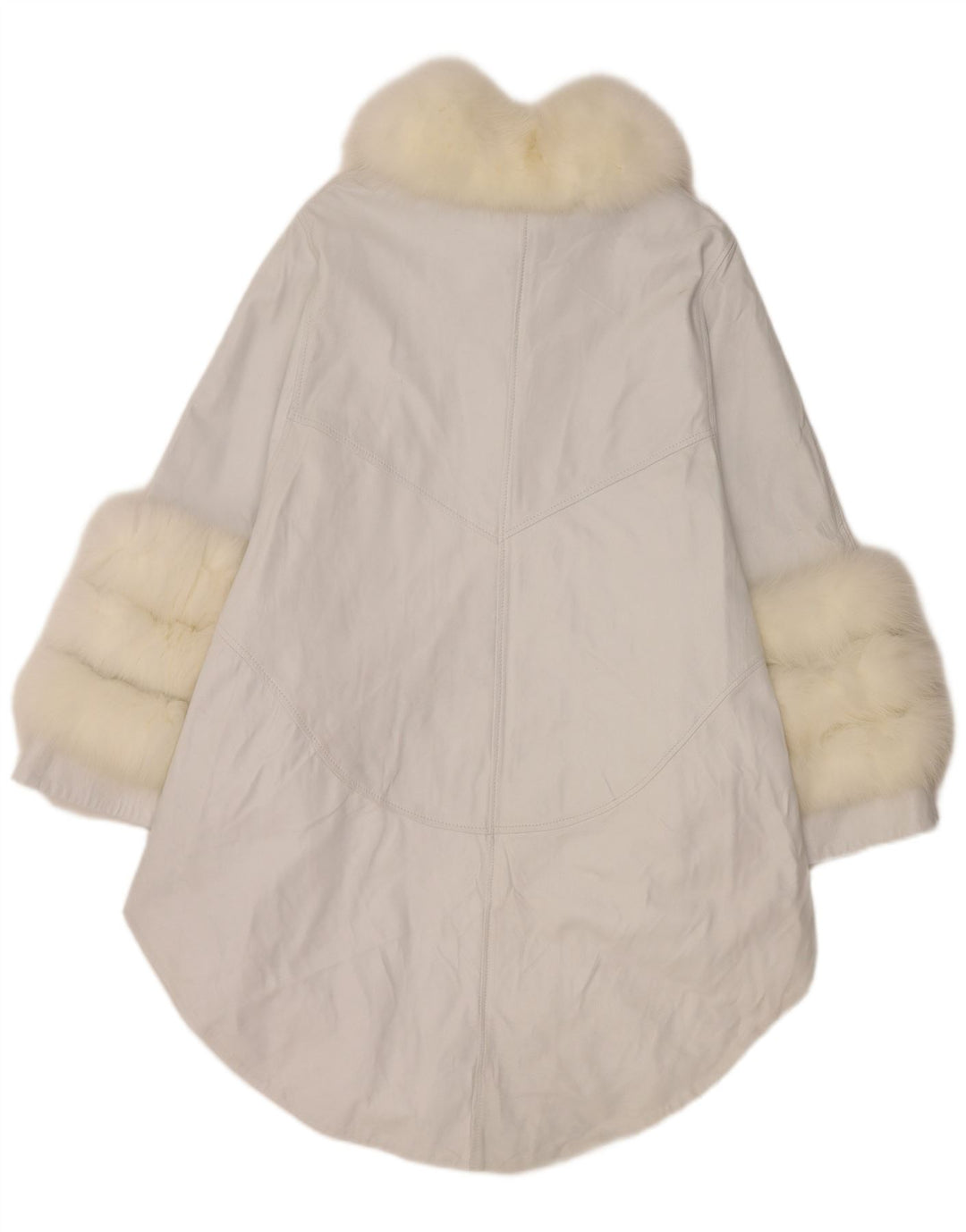 Cappotto in pelle poncho vintage da donna UK 18 XL bianco