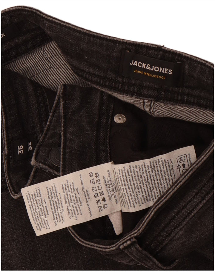 Jack & Jones Uomo GLENN Slim Jeans W36 L32 Cotone Grigio