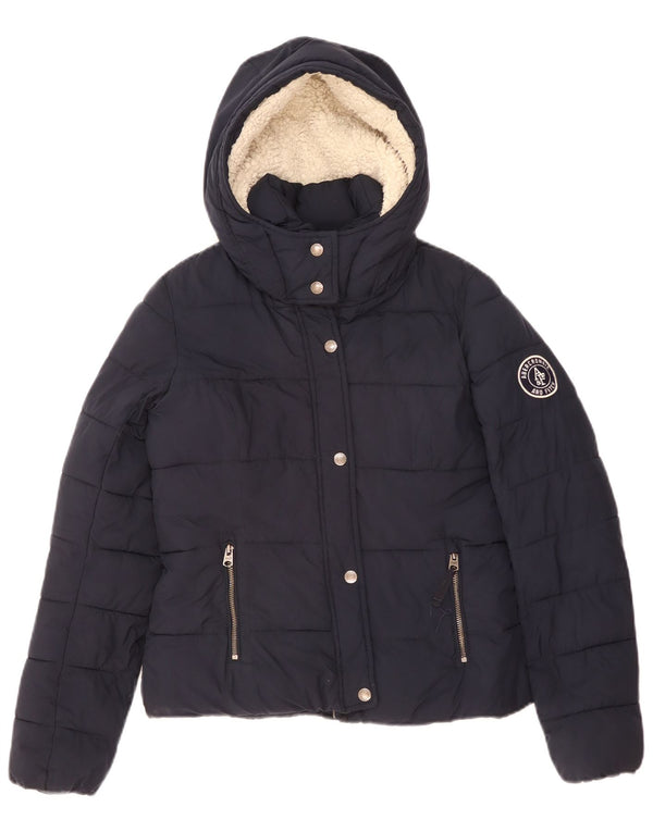 Giacca imbottita con cappuccio da donna Abercrombie & Fitch UK 10 Small Blu Navy