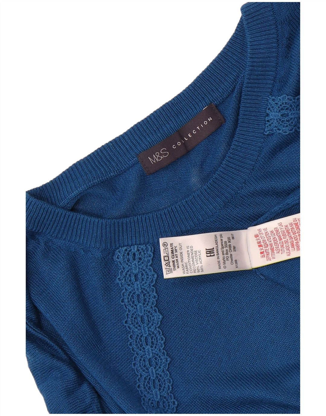 Maglione maglione oversize con scollo a barca da donna Marks & Spencer UK 14 Blu medio
