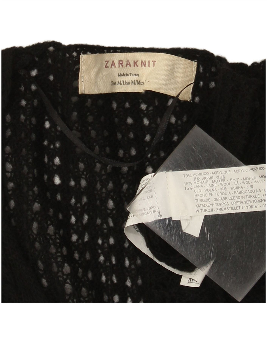 Maglione Zara da donna con scollo a V UK 12 medio nero acrilico