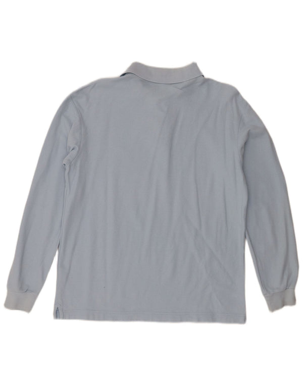 Polo da uomo a maniche lunghe Fila Small in cotone blu