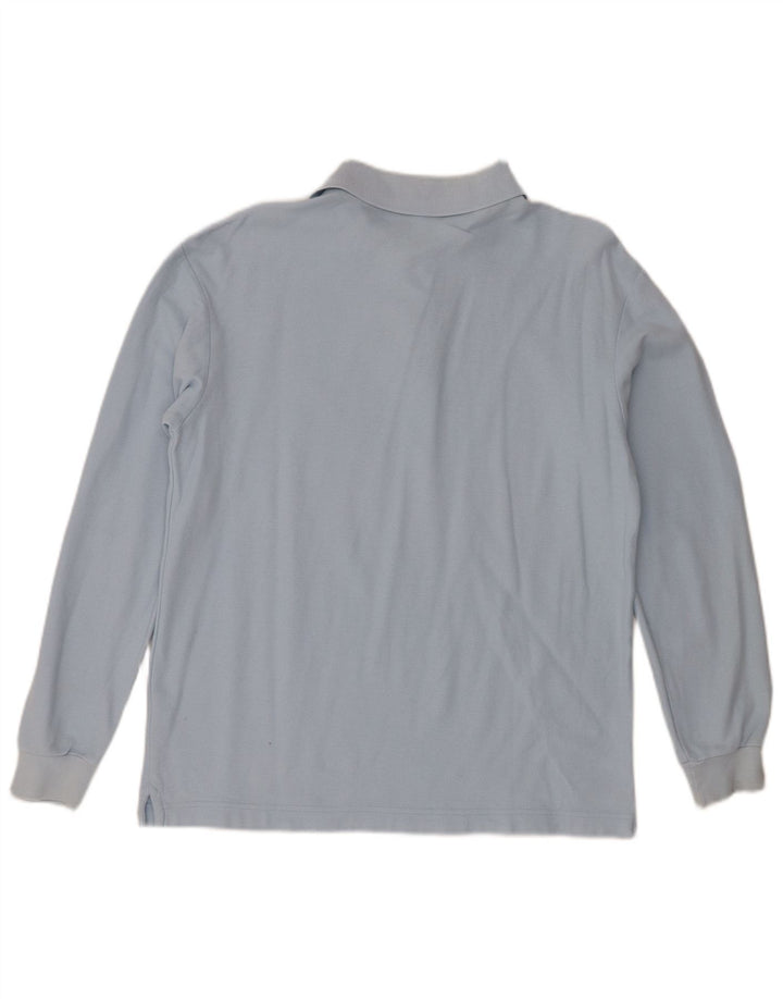 Polo da uomo a maniche lunghe Fila Small in cotone blu