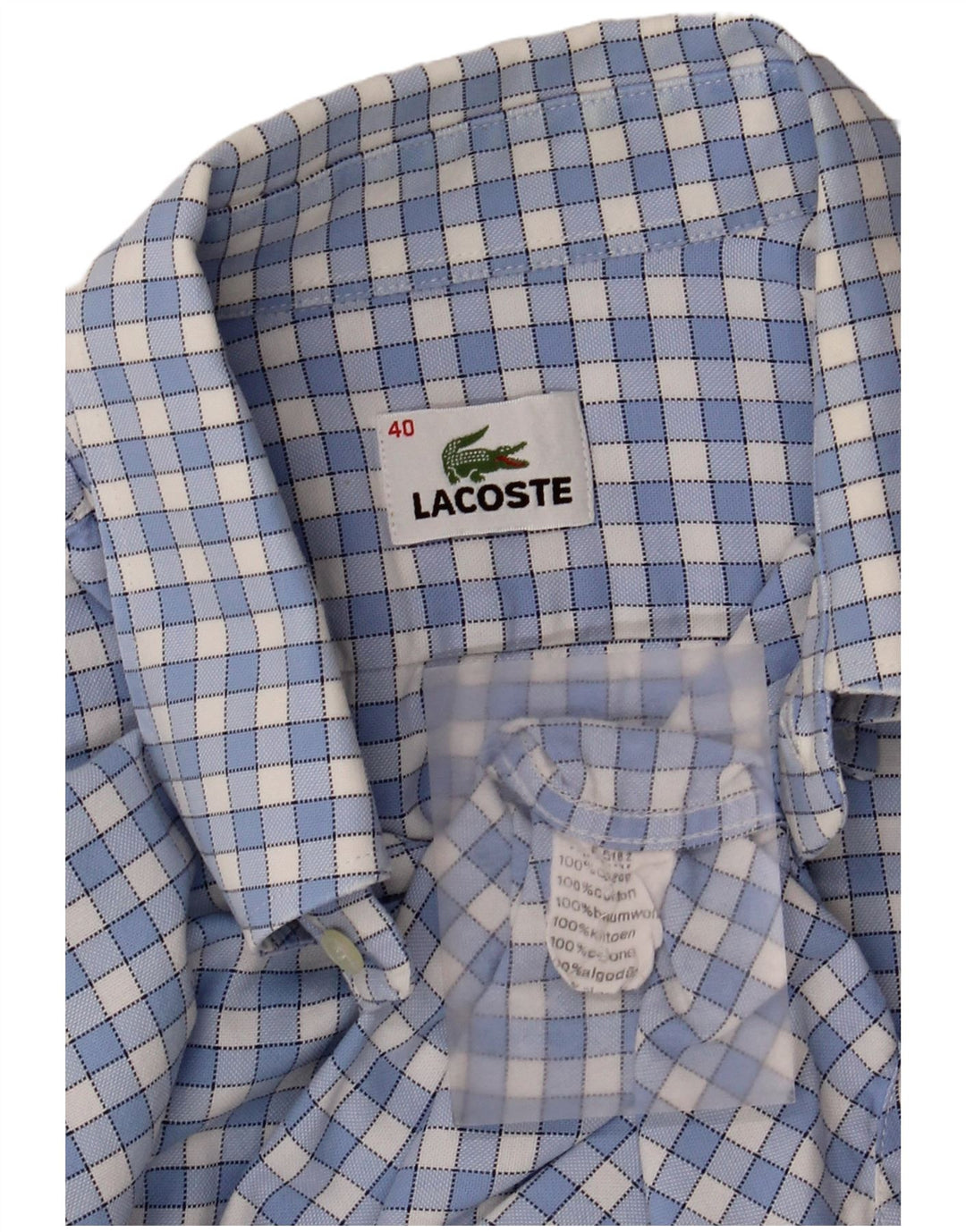 Camicia da uomo Lacoste taglia 40 cotone a quadri blu medio