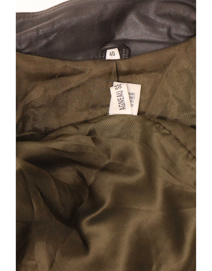 Cappotto oversize in pelle vintage da donna EU 40 color grigio medio