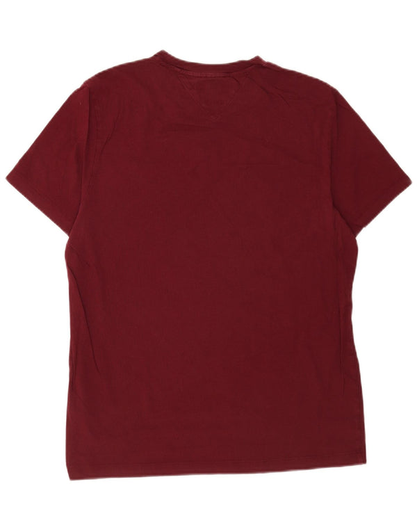 T-shirt grafica da uomo slim fit Tommy Hilfiger Top grande in cotone bordeaux