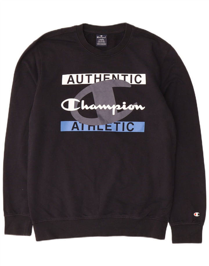 Felpa grafica da uomo Champion Felpa grande in cotone nero