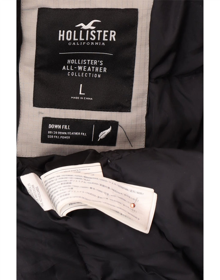 Giacca imbottita con cappuccio da uomo HOLLISTER UK 40 grande poliestere grigio