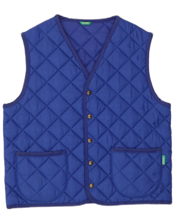 Gilet trapuntato da donna Benetton UK 18 XL blu poliammide
