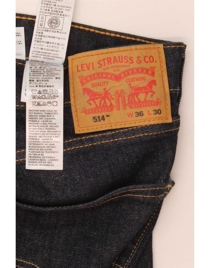 Levi's Uomo 514 Capri Jeans W36 L24 Blu Navy Cotone