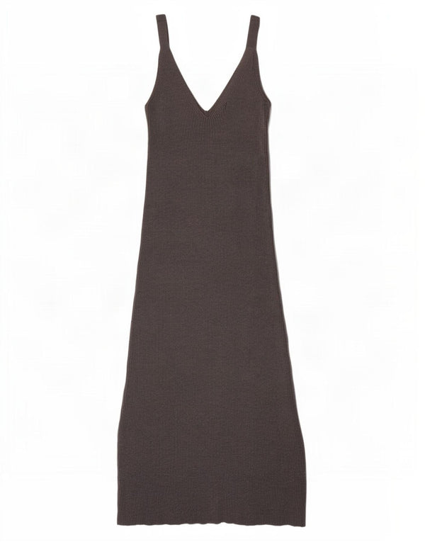 Vestito lungo senza maniche da donna Zara UK 8 Small in viscosa grigia