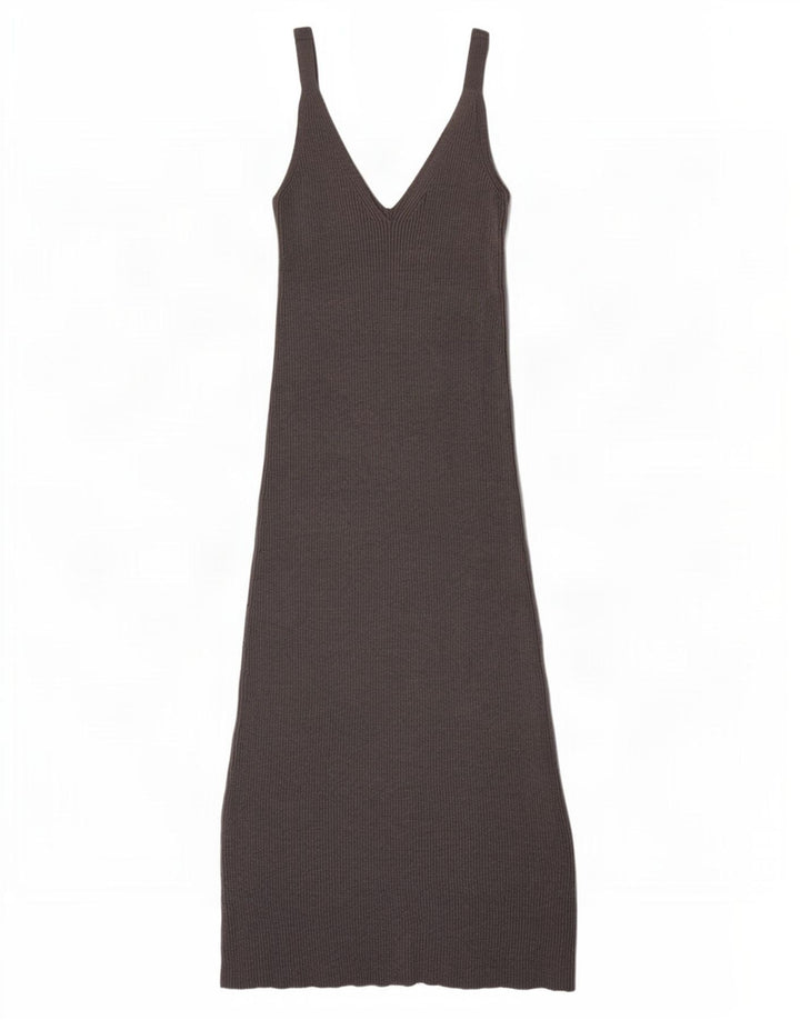 Vestito lungo senza maniche da donna Zara UK 8 Small in viscosa grigia