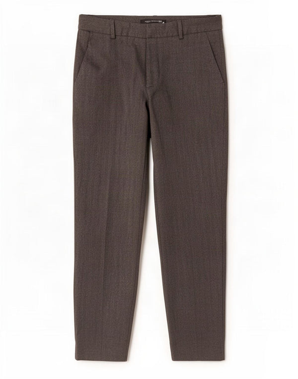 Zara Womens Slim Chino Trousers EU 36 XS W26 L28 Grey Herringbone
