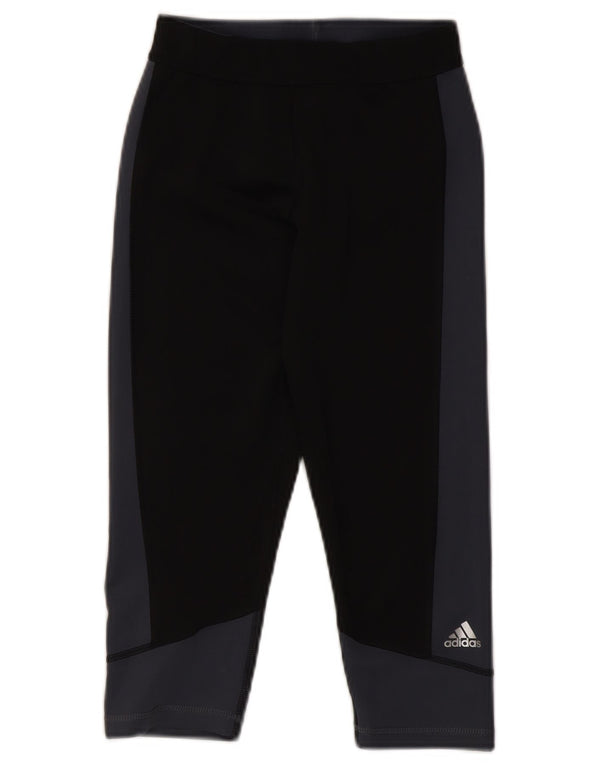 Adidas Womens Capri Leggings UK 8/10 Small Black Colourblock Polyester