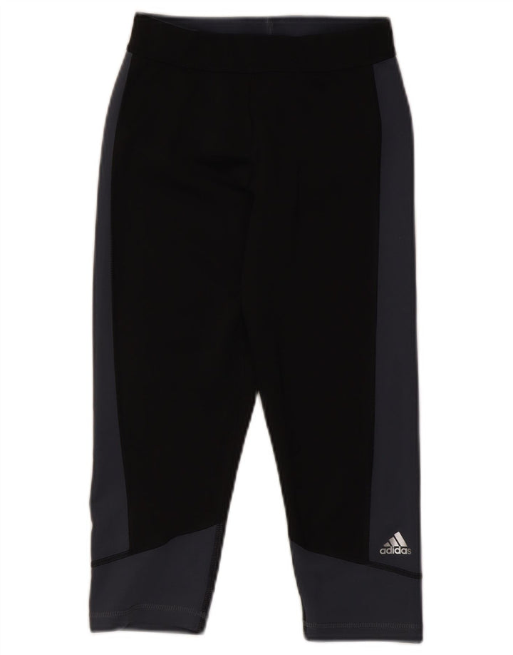 Leggings Capri da donna Adidas UK 8/10 Small Nero Colourblock Poliestere