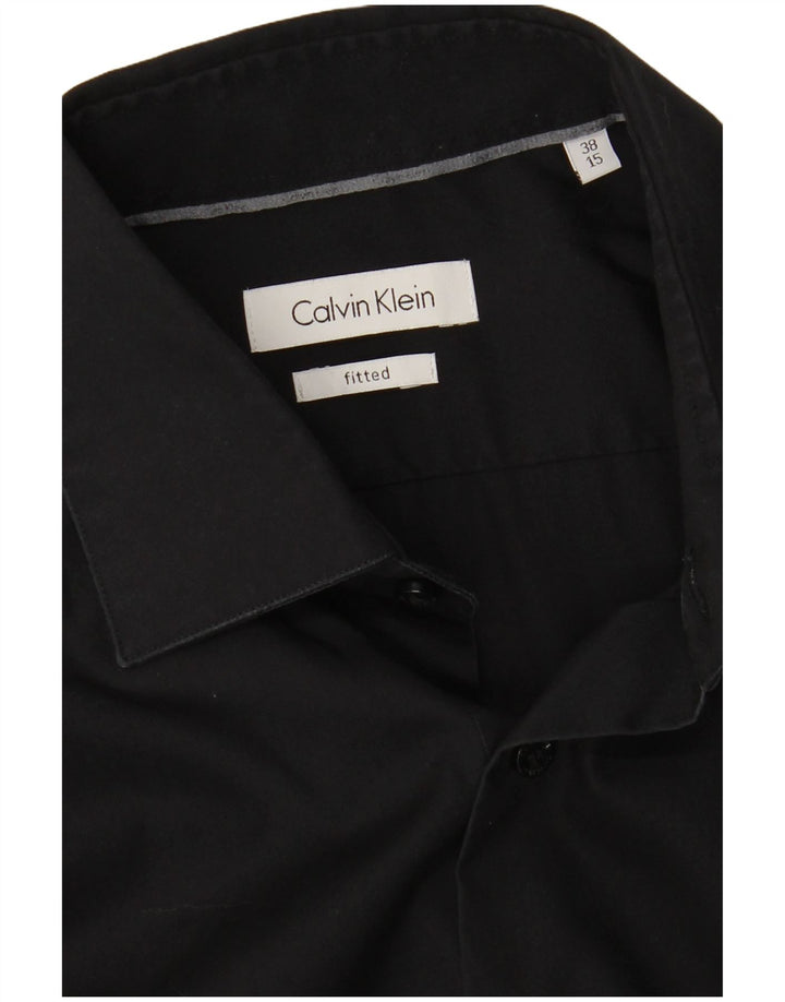 CALVIN KLEIN Mens Fitted Shirt Size 38 15 Medium Black