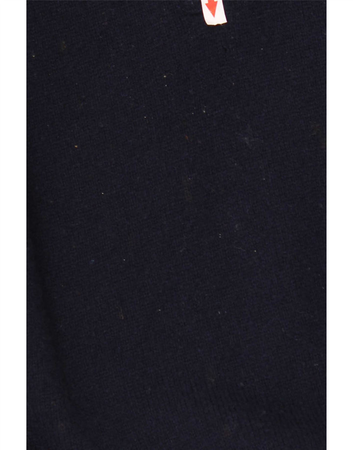 Musto Maglione da uomo con zip e collo grande in lana d'agnello blu navy