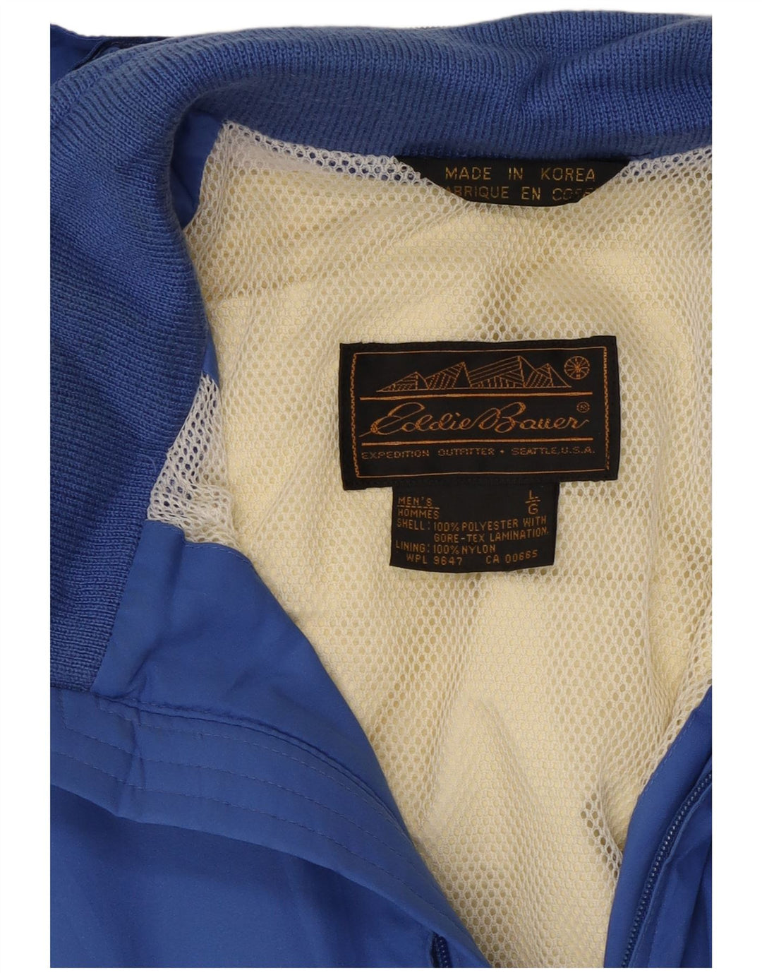 Giacca antipioggia da uomo con cappuccio Eddie Bauer UK 40 grande poliestere blu
