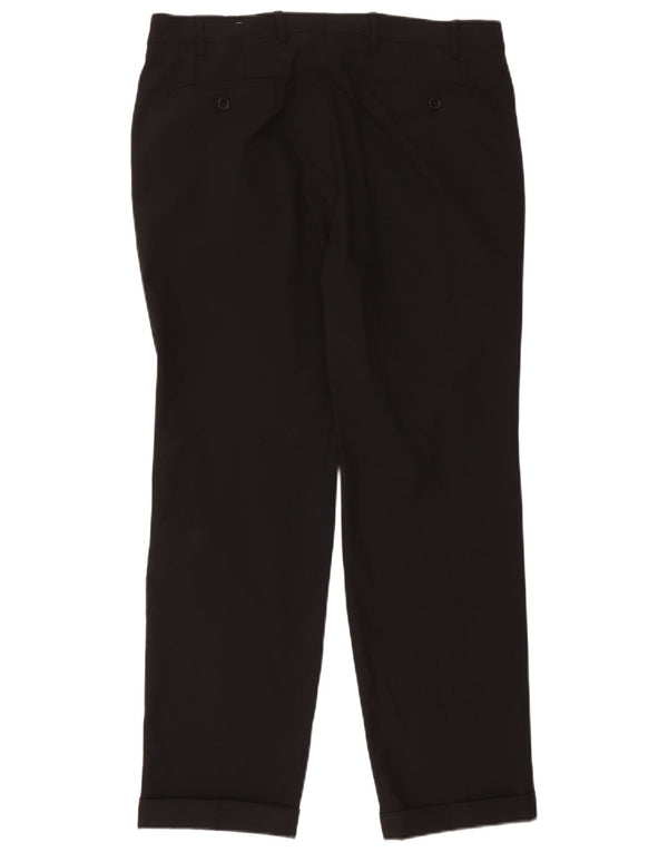 Pantaloni da abito dritti da uomo Ralph Lauren W35 L30 viscosa nera