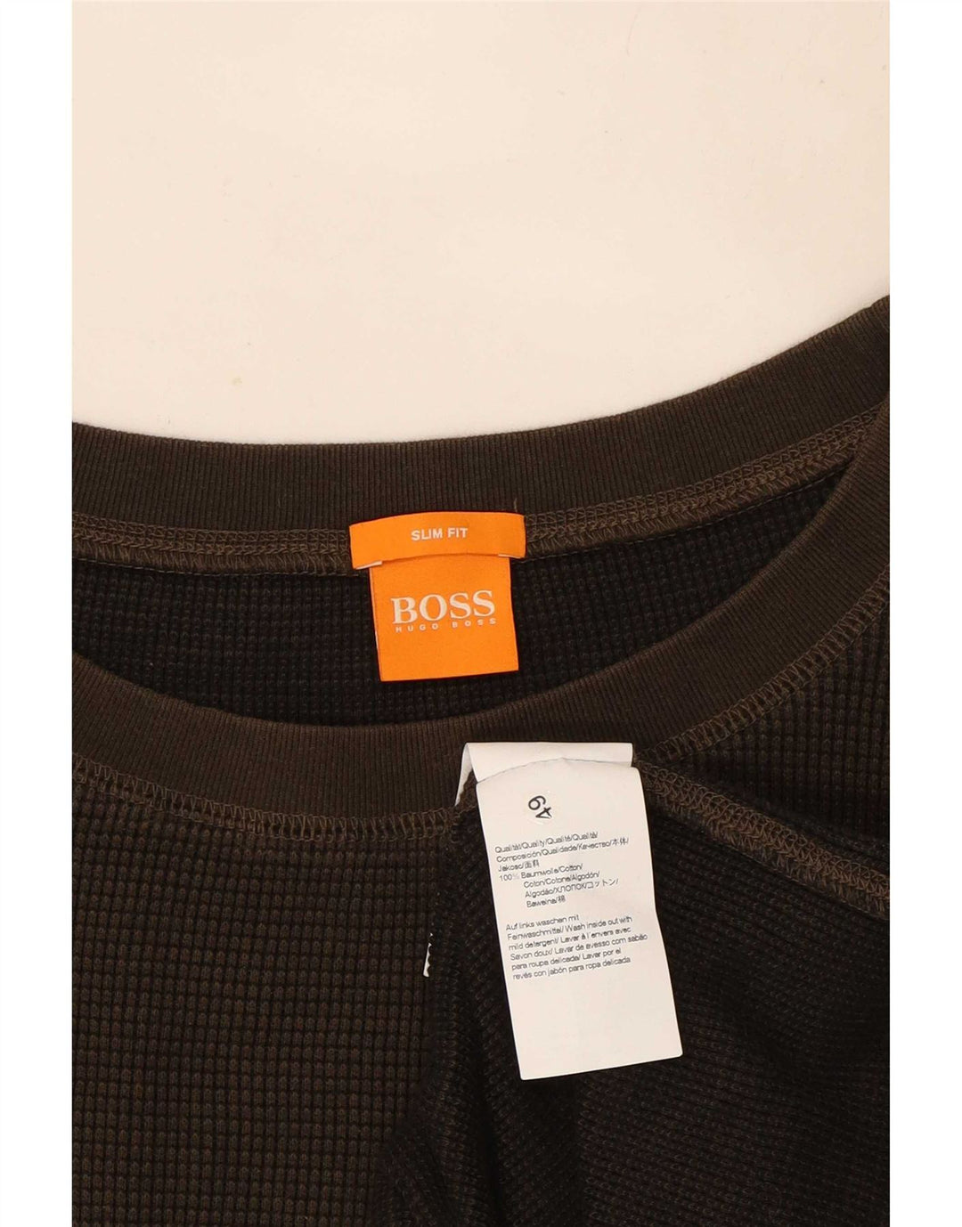 Top da uomo a maniche lunghe Hugo Boss 3XL in cotone marrone