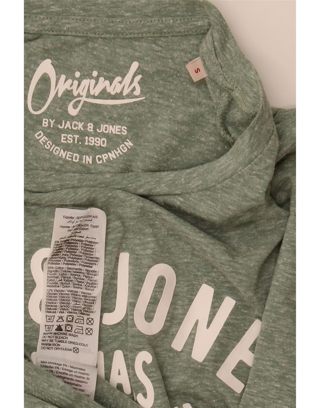 T-shirt grafica da uomo Jack & Jones Top in poliestere chiazzato verde piccolo