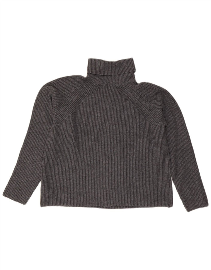 Maglione corto da donna Marks & Spencer con collo alto UK 10 piccolo grigio