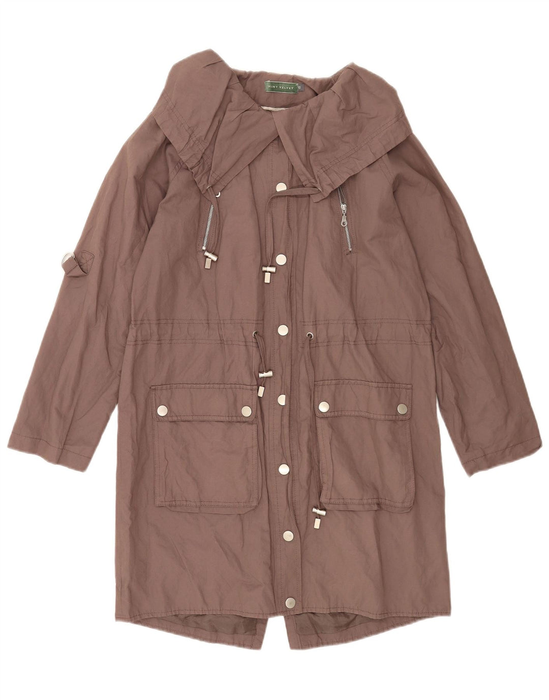 Giacca parka oversize da donna MINT VELVET UK 10 piccola in cotone marrone