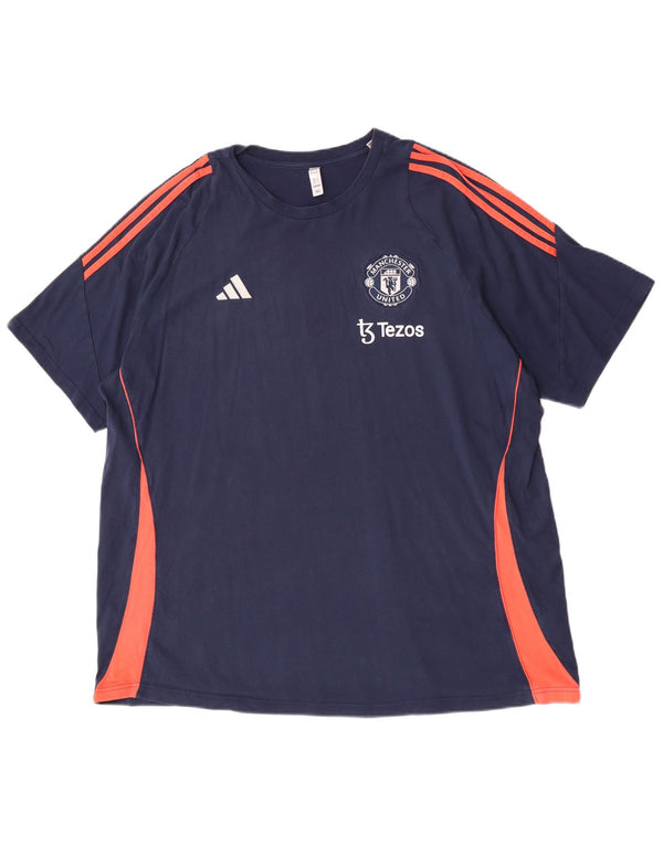 Adidas Uomo Manchester United Graphic T-shirt Top 2XL Blu Navy Sport