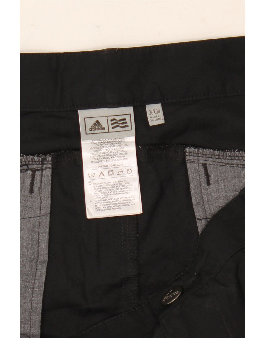 Pantaloni chino slim da uomo Adidas W36 L30 poliestere nero