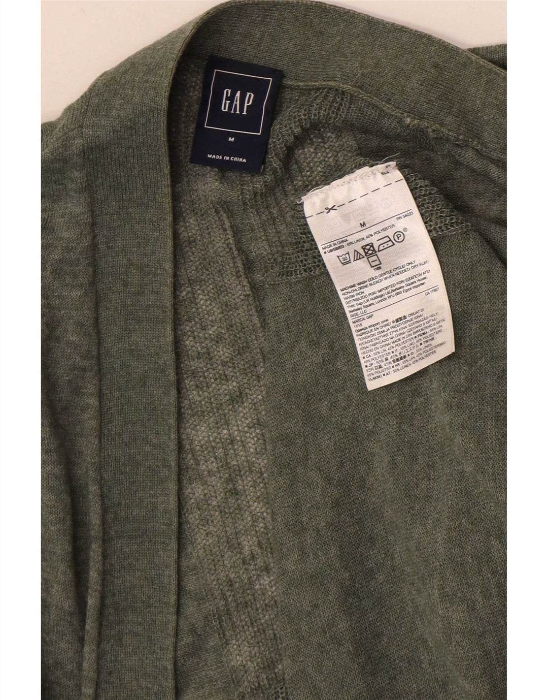 Maglione cardigan aperto da donna Gap UK 14 Lino kaki medio