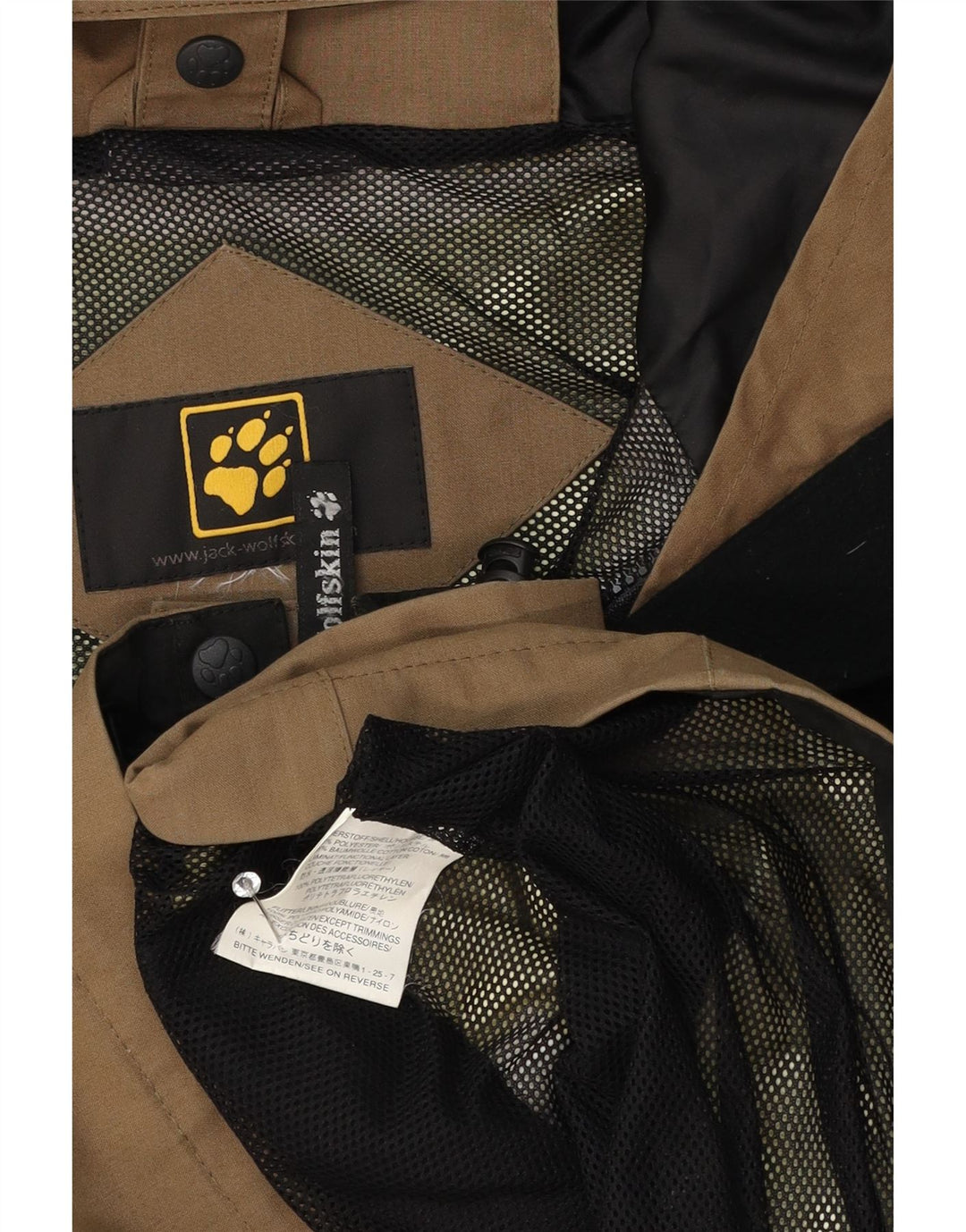 Giacca antipioggia con cappuccio da uomo Jack Wolfskin UK 40 Large Beige Poliestere