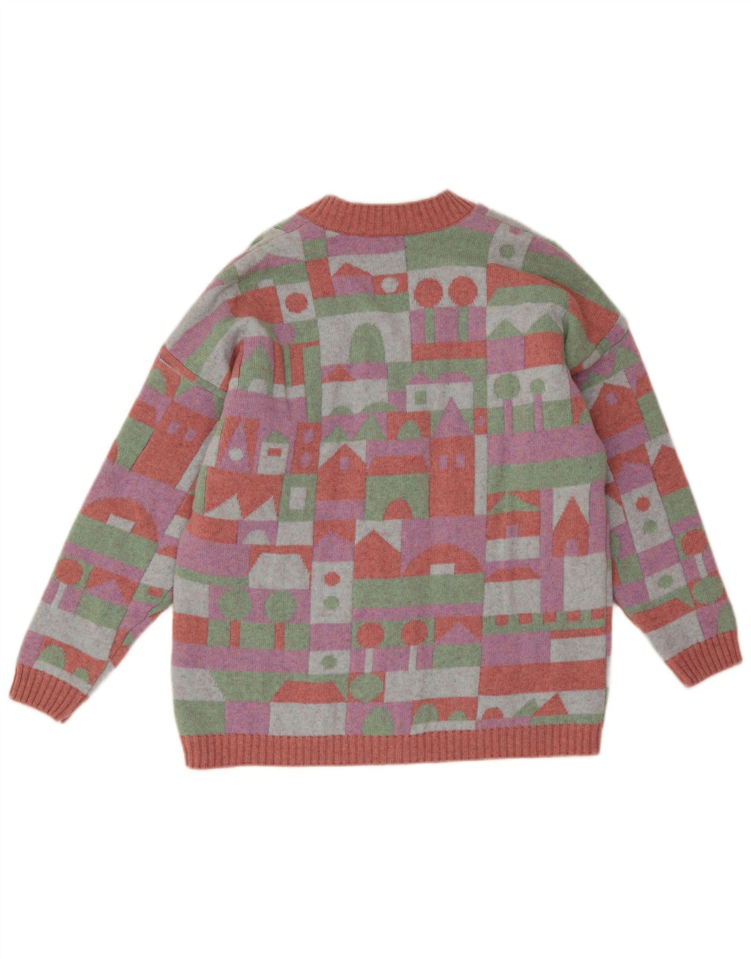 Maglione cardigan da donna Stefanel UK 18 XL multicolore geometrico