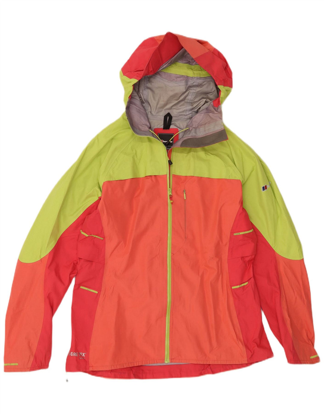 Giacca antipioggia da donna con cappuccio Berghaus UK 16 Large Orange Colourblock