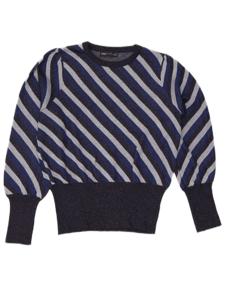 Maglione maglione con scollo a barca da donna Marks & Spencer UK 12 medio blu navy