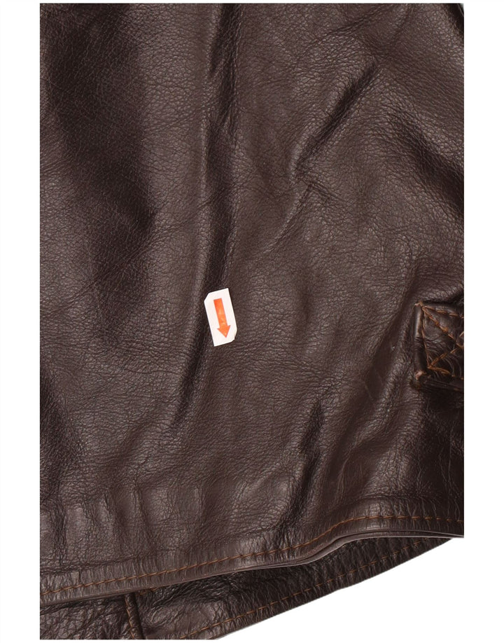 Giacca in pelle da uomo VINTAGE UK 42 XL in pelle marrone