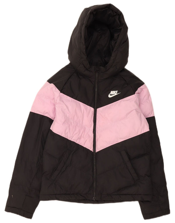 Giacca imbottita con cappuccio Nike per ragazze 12-13 anni Large Black Colourblock