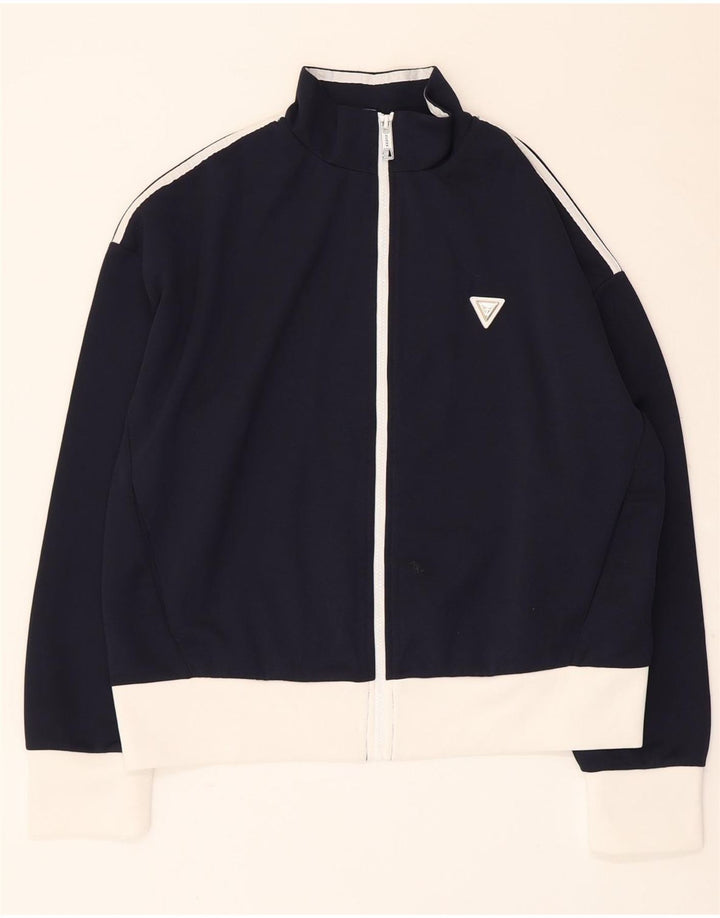 Giacca da ginnastica da donna Guess UK 16 Large Blu Navy Colourblock