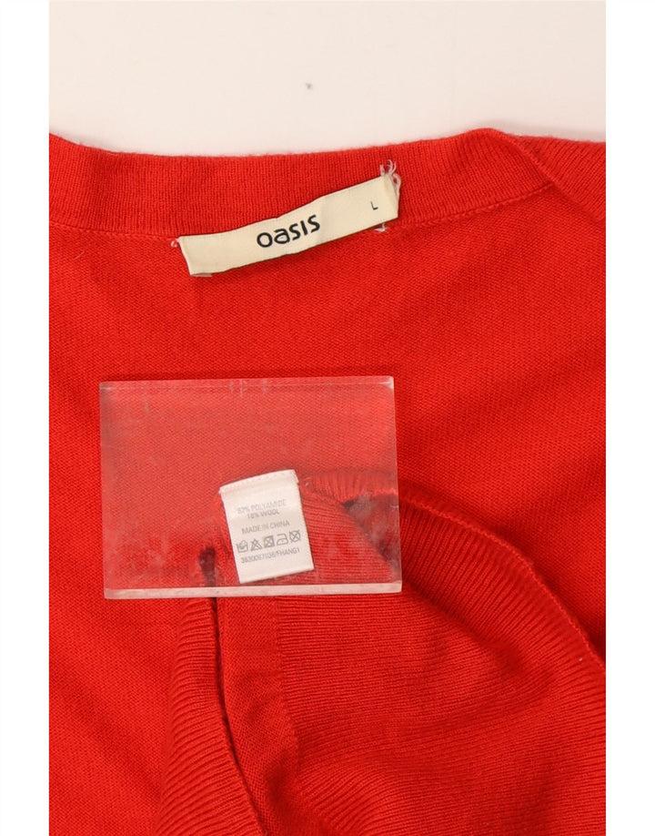 Maglione cardigan lungo da donna OASIS UK 14 Large Rosso Poliammide