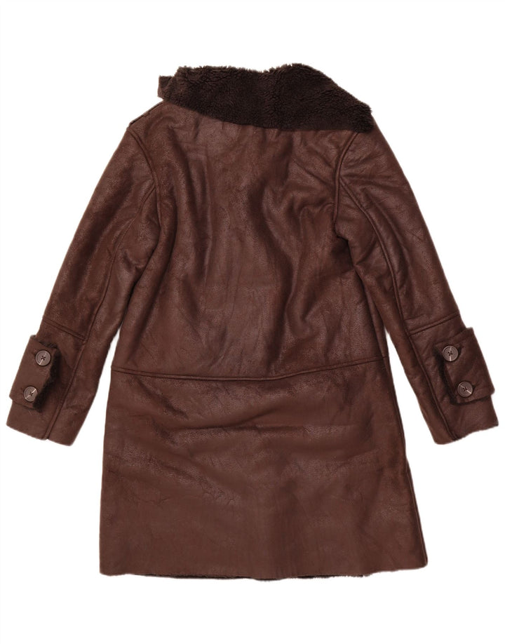 STRADIVARIUS Cappotto oversize in sherpa da donna UK 6 XS Poliestere marrone