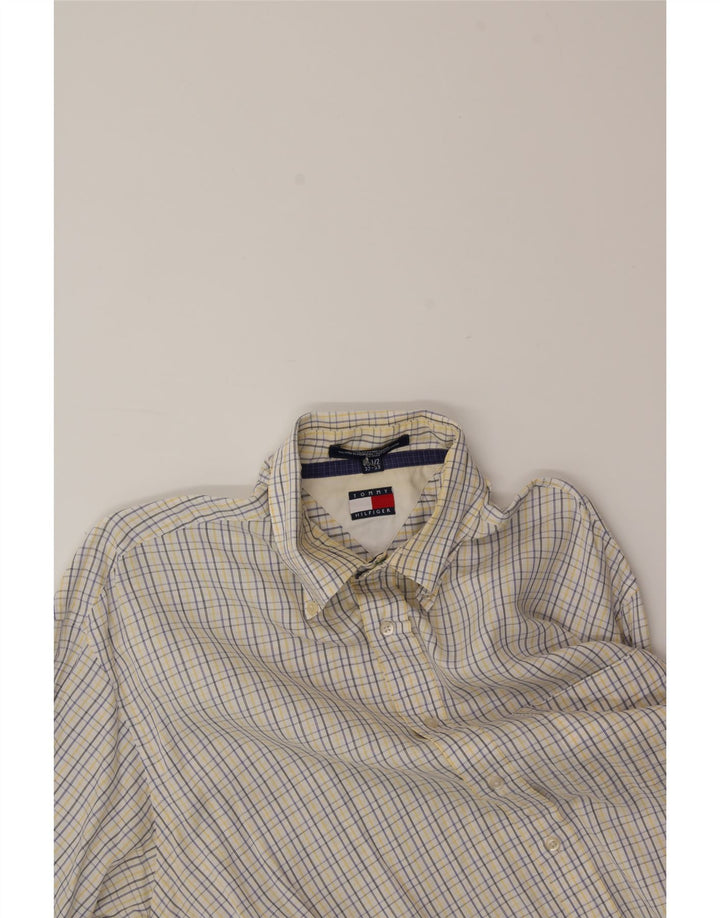 TOMMY HILFIGER Mens Shirt Size 16 Large Off White Check Cotton Vintage Tommy Hilfiger and Second-Hand Tommy Hilfiger from Messina Hembry 