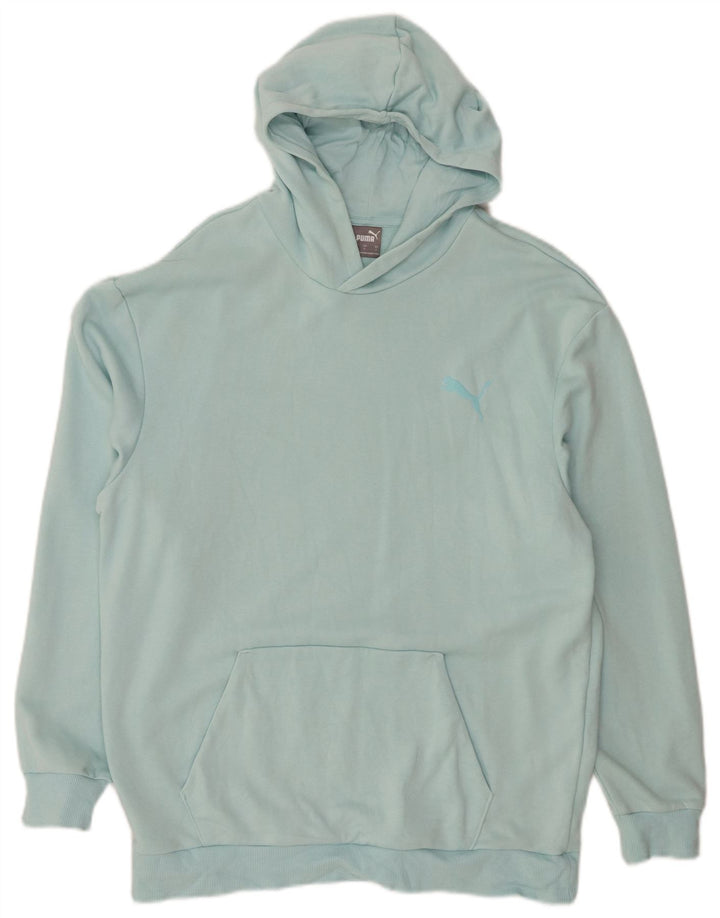 PUMA Mens Hoodie Jumper Large Turquoise Cotton