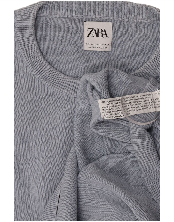 Maglione maglione girocollo da uomo Zara XL in cotone grigio