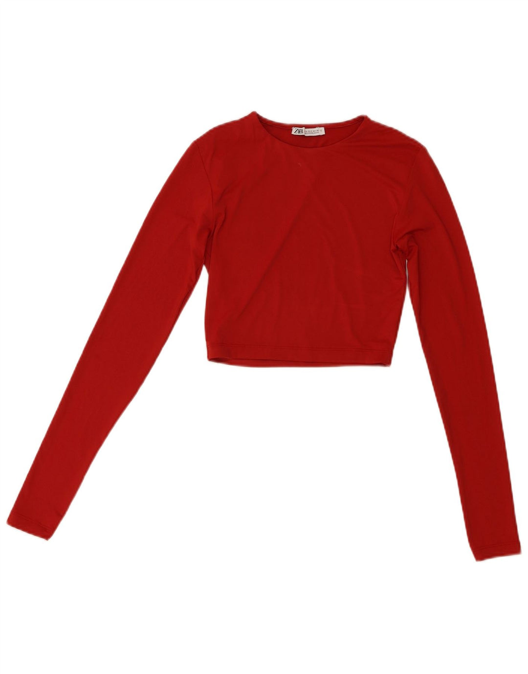 Top corto da donna Zara a maniche lunghe UK 8 Small rosso in poliammide